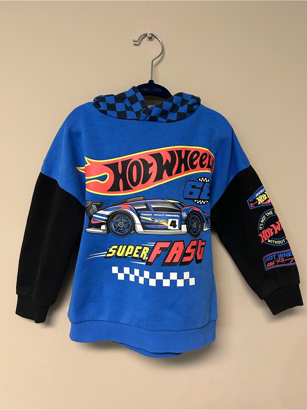 Blue & Black 'Super Fast' Kids Hoodie
